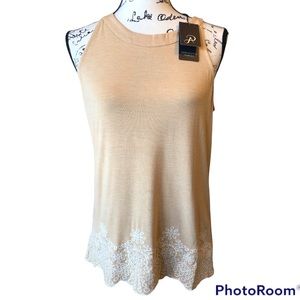 Adrianna Papell Embroidered Hem Halter Top